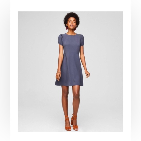 LOFT tulip dark grey A-line work dress, size 2 - Picture 2 of 12